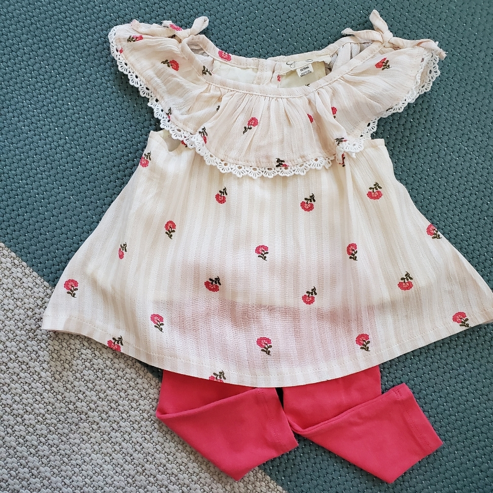 Jessica Simpson flower dress and pink leggings
